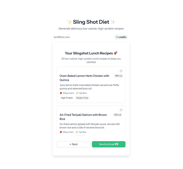 Slingshot Diet Web App - Grocery List